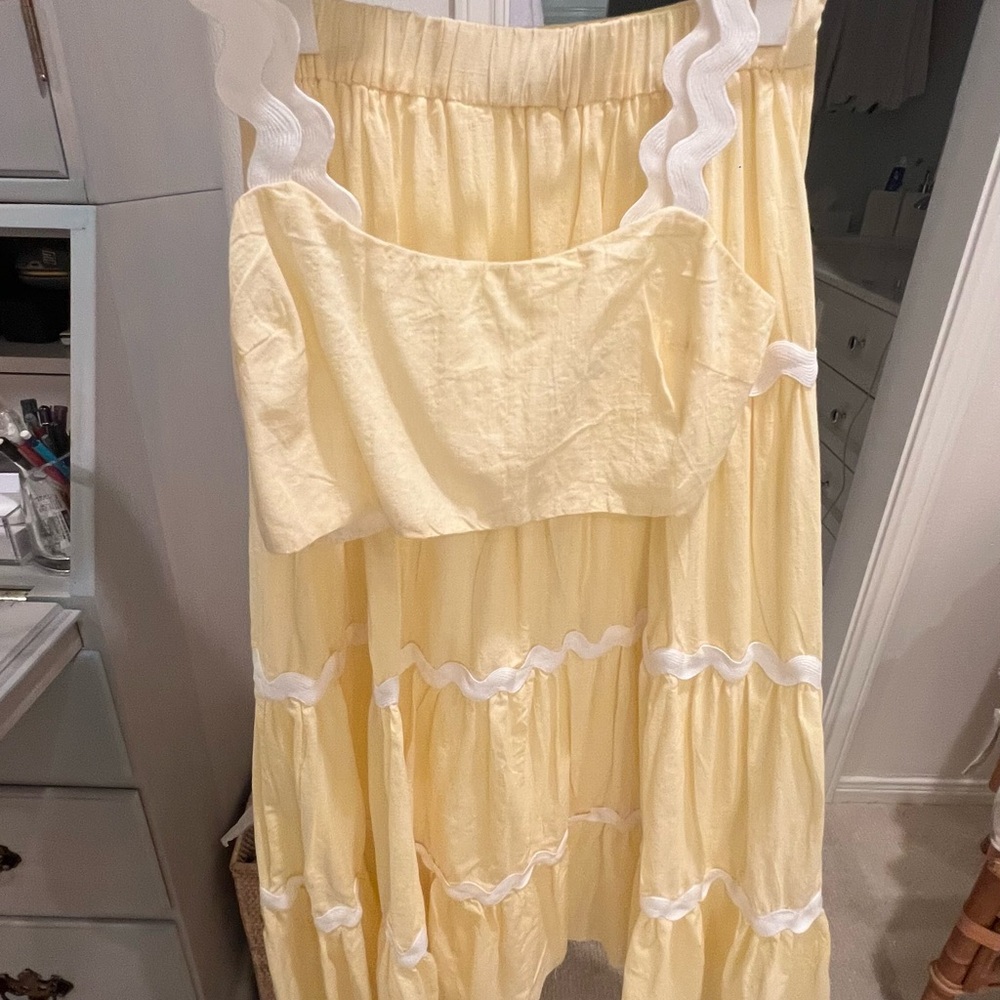 Yellow Crop Top with White Accents